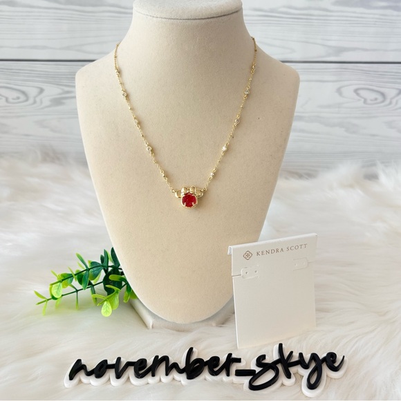 Disney | Kendra Scott Gold Minnie Mouse Short Pendant Necklace Hot Pink Drusy - Picture 3 of 9